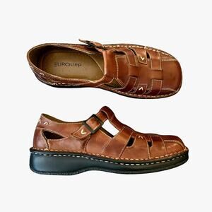 Leather Fisherman Comfort Sandals EUROStep Jackson Brown 7.5 Walking Preppy